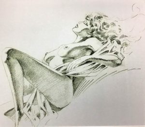 Prone nude woman drawing by Vince Colletta, 1990 Prone nude woman drawing by Vince Colletta, 1990