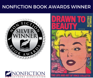 Drawn to Beauty book cover, biography of comic book artist Vince Colletta